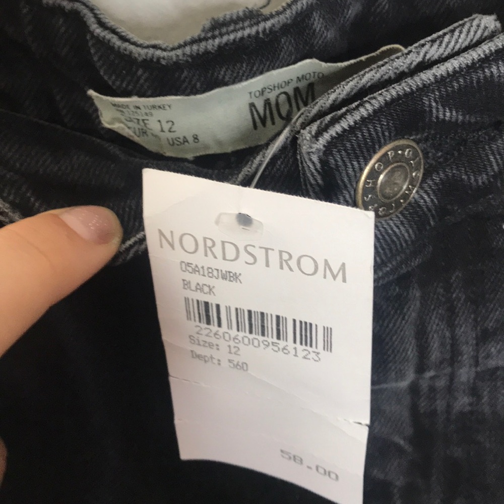 Topshop Black Denim Cut Off Moto Shorts NWT - Picture 5 of 6